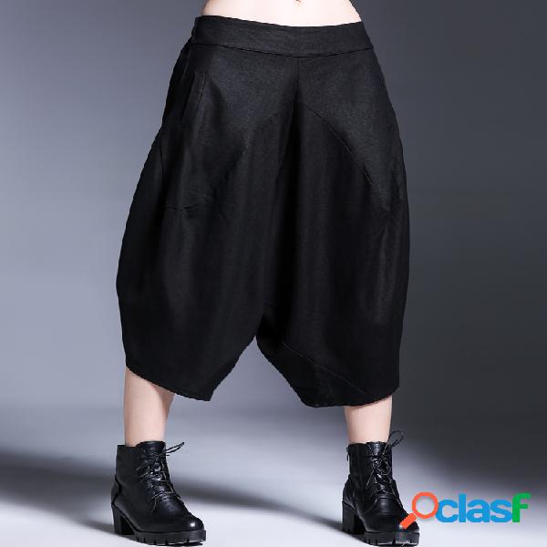 Miting Casual Loose Asymmetrical Solid Color Women Wide Leg
