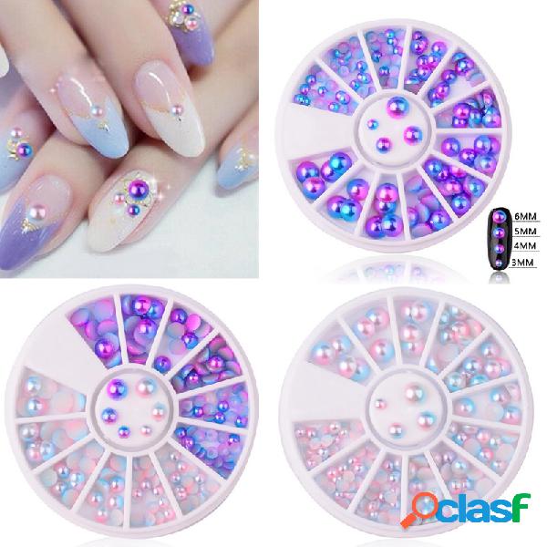 Mix Size Pearl Nail Art Decoração Mermaid Gradient