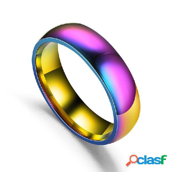 Moda Casal Anéis de Dedo Colorido Superfície Lisa Aço