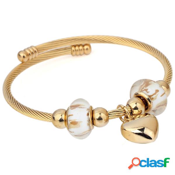 Moda Feminina de Aço Inoxidável Pulseira de Ouro Cor Prata