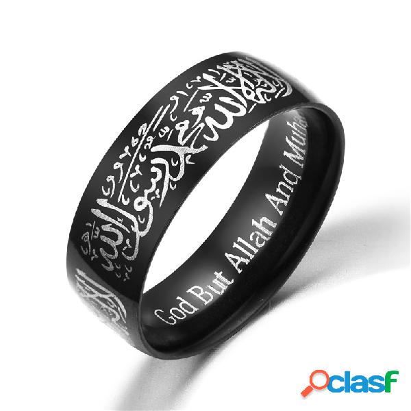 Moda Muçulmano Allah Palavras Em Aço Inoxidável Anéis