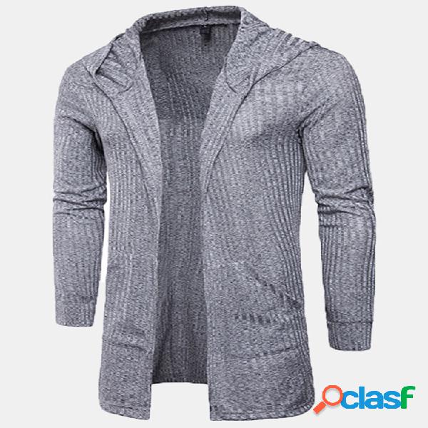 Moda masculina com capuz listra camisola de mangas compridas