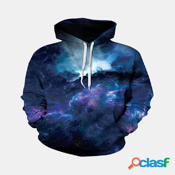 Moletom Masculino de Moda 3D Nebulosa Estampada Colorida