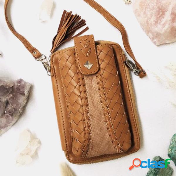 Mulheres 10 Slots de cartão Tassel National Phone Bolsa