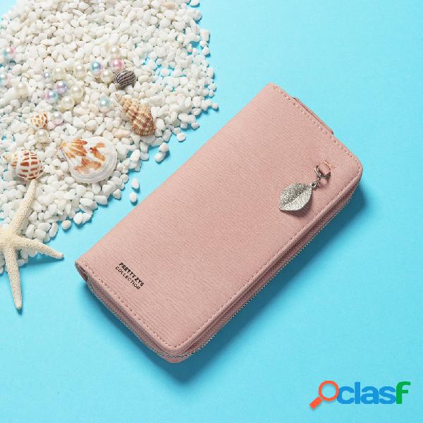 Mulheres Bifold Longo Carteira Solid Phone Purse 12 Card