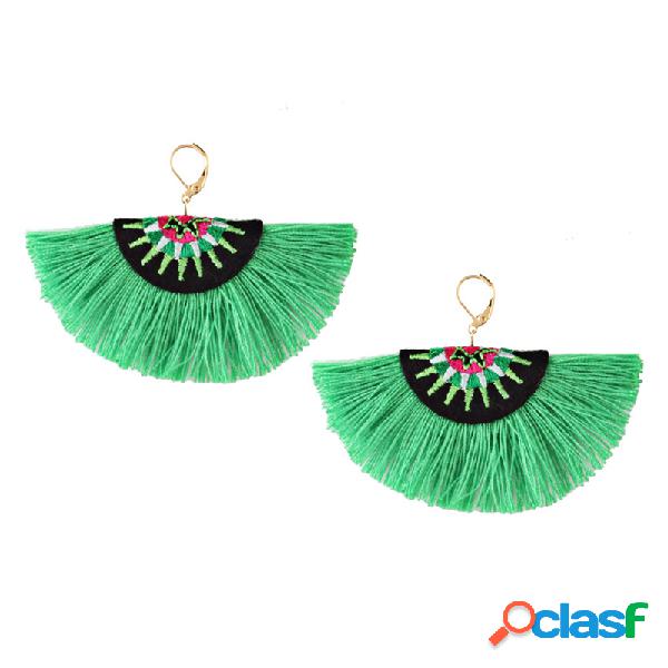 Mulheres Bohemian Semicircle Tassel Pendant Dangle Earrings