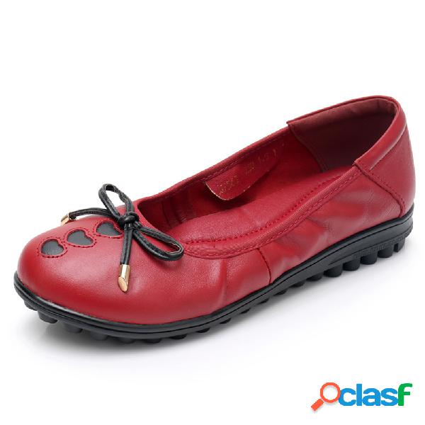 Mulheres Bowknot Splicing Color Soft Sole Casual Loafers