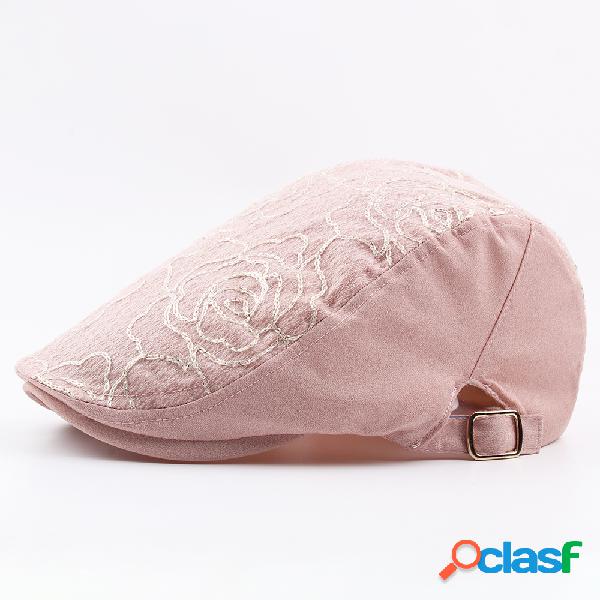 Mulheres Cap Beret Confortável Moda Bordado Algodão Cap