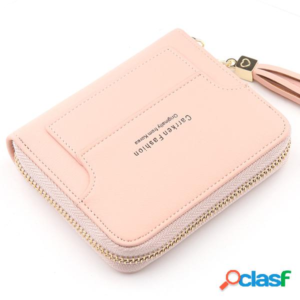 Mulheres Carteira Curta Bonito 4 Card Slot Card Holder Solid