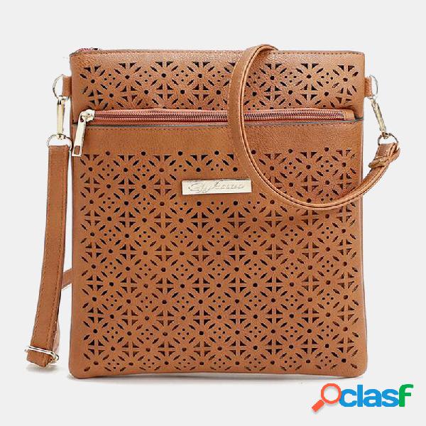 Mulheres Casual Oco Out Phone Bolsa Sólido Crossbody de