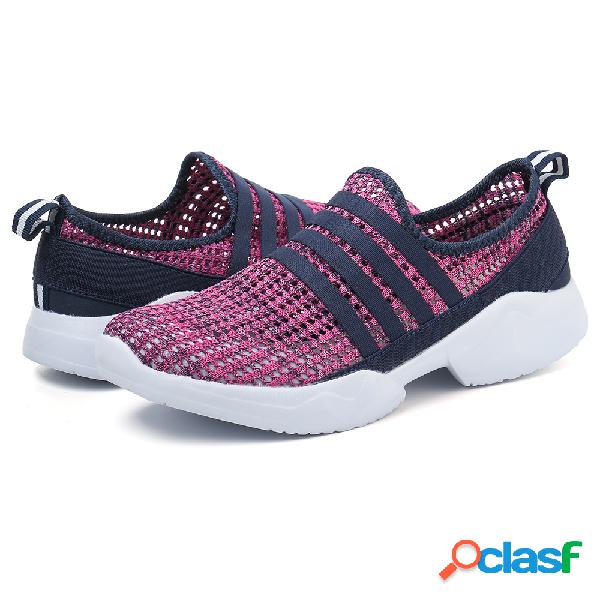 Mulheres Casual Outdoor respirável Mesh Hollow Slip On