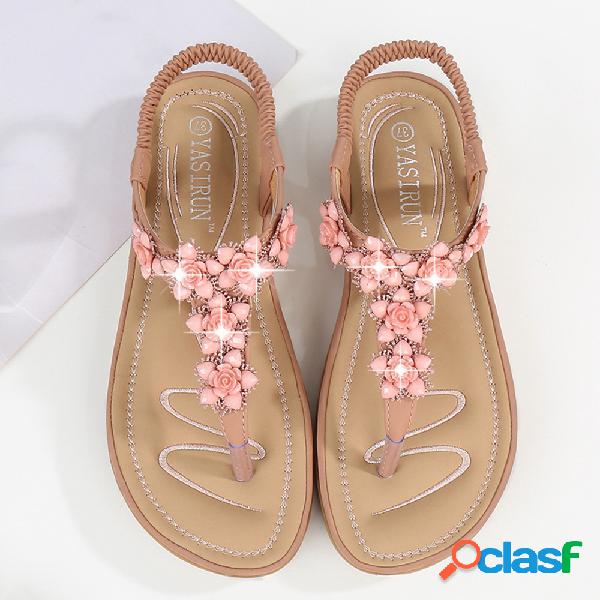 Mulheres Casual Praia Flores Soft Flip Flops Sandals