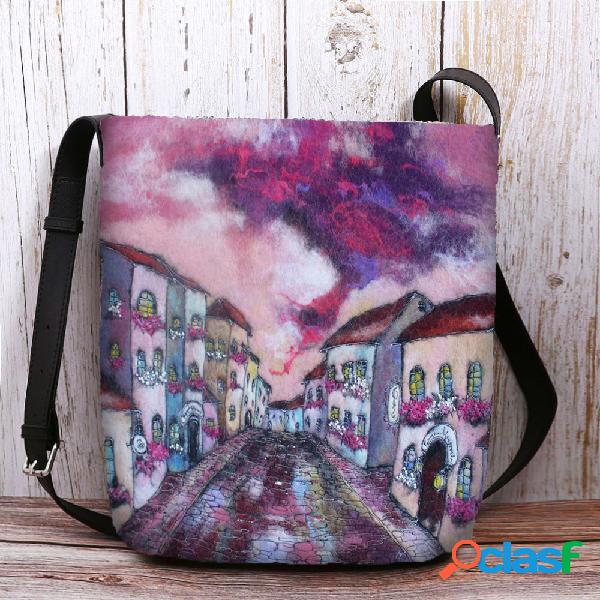 Mulheres Colorful Bolsa Cordeiro DIY Cabelo Crossbody Bolsa