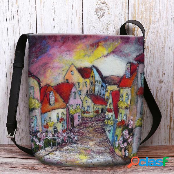 Mulheres Colorful DIY House Lamb Cabelo Bolsa Crossbody