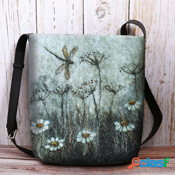 Mulheres Colorful DIY flor cordeiro Cabelo Bolsa Crossbody