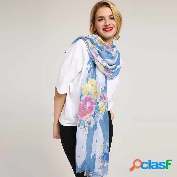 Mulheres Colorful Floral Imprimir Sunscreen Scarves Summer