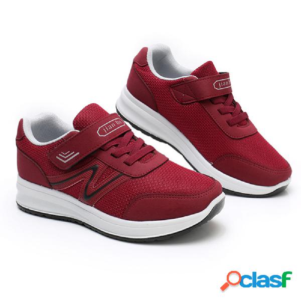 Mulheres Comfy Caminhadas Mesh Gancho Loop Casual Sneakers