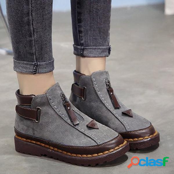 Mulheres Comfy Soft Plataforma Splicing Chelsea Boots