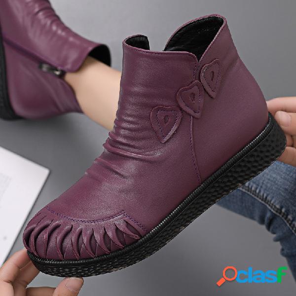 Mulheres Couro Genuíno Tamanho Grande Soft Sola Comfy Ankle