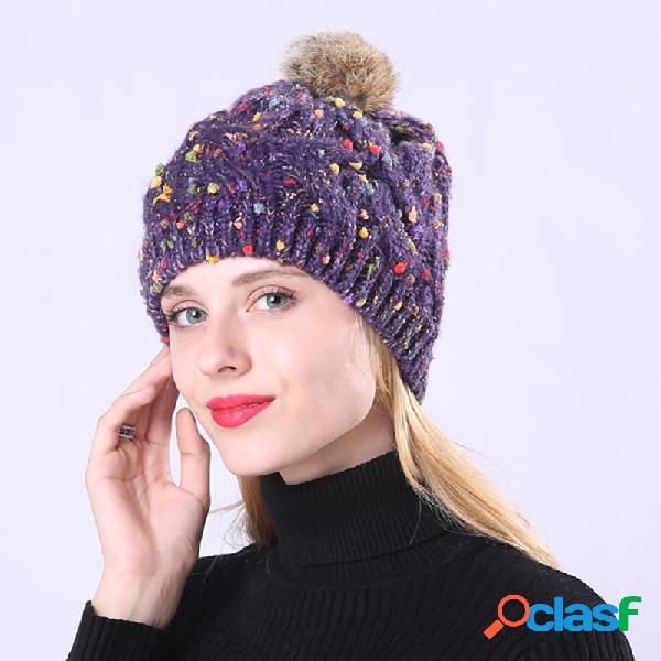 Mulheres De Malha De Malha Quente Retro Gorro Chapéu Ao Ar