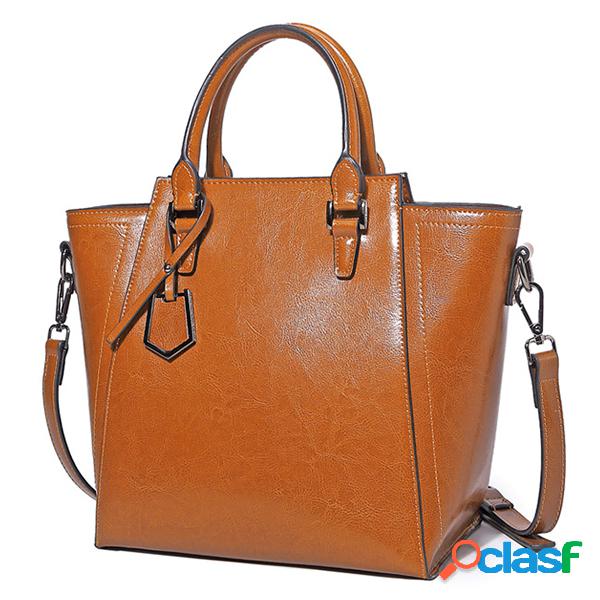 Mulheres Genuine Leatehr Óleo Wax Retro Bolsas Grande