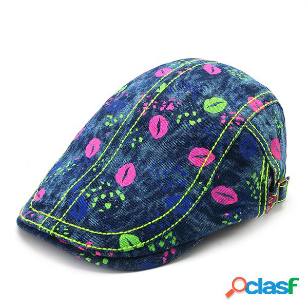 Mulheres Homens Algodão Imprimir Beret Peaked Cap Casuais