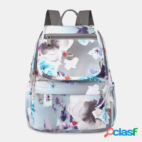 Mulheres Impresso Impermeável Mochila Casual