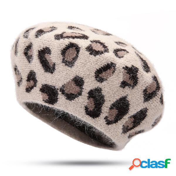 Mulheres Inverno Leopardo Vintage Pintor Boina Chapéu