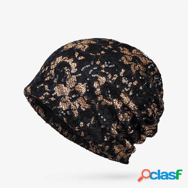 Mulheres Lace Algodão Respirável Cap Beanie Cap Sol Verão