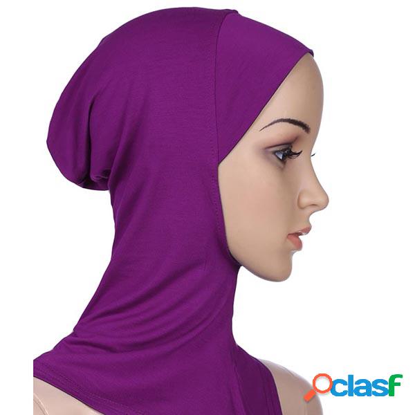 Mulheres Modal Algodão Sólido Respirável Muçulmano Hijab
