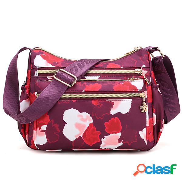 Mulheres Nylon Crossbody de impressão multicolorida leve