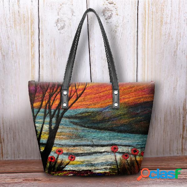 Mulheres Outono Colorful Cordeiro DIY Cabelo Bolsa Sholuder