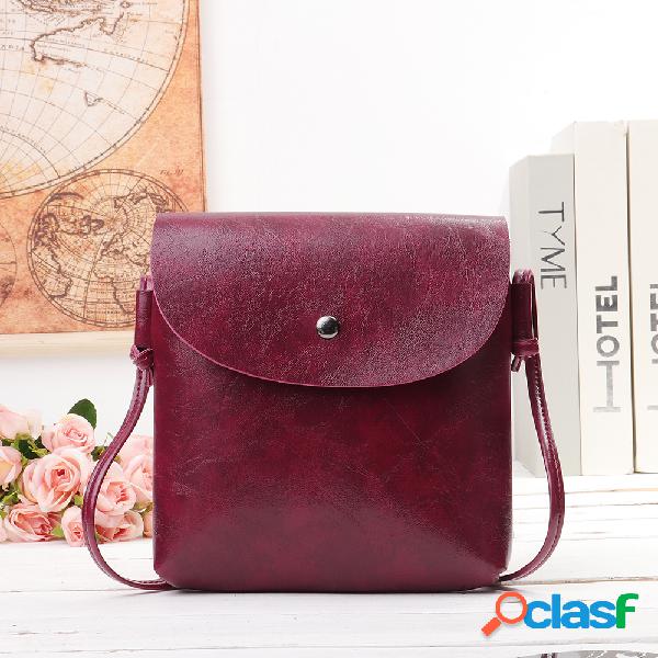 Mulheres Pure Color PU Leather Shoulder Bags Crossbody