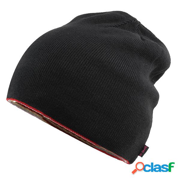 Mulheres Solid Stripe Algodão Beanie Cap Orelha Proteção