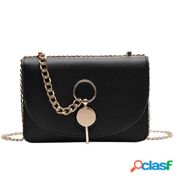 Mulheres Texture Small Square Chain Messenger Bolsa Ombro