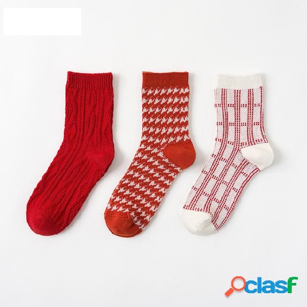 Mulheres Tubo de Natal Meias Algodão Casual 12 Pares Meias