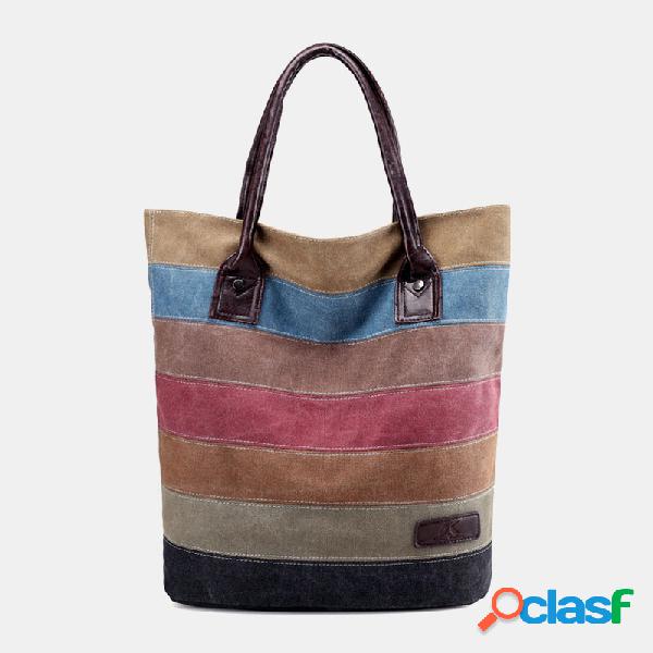 Mulheres casual patchwork lona bolsa multifuncional