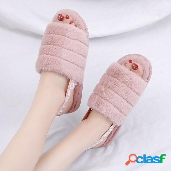 Mulheres elásticas Banda inverno peludo peep toe sapatos em