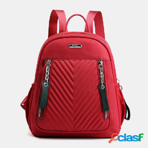 Mulheres sólida Nylon quilting grande capacidade mochila