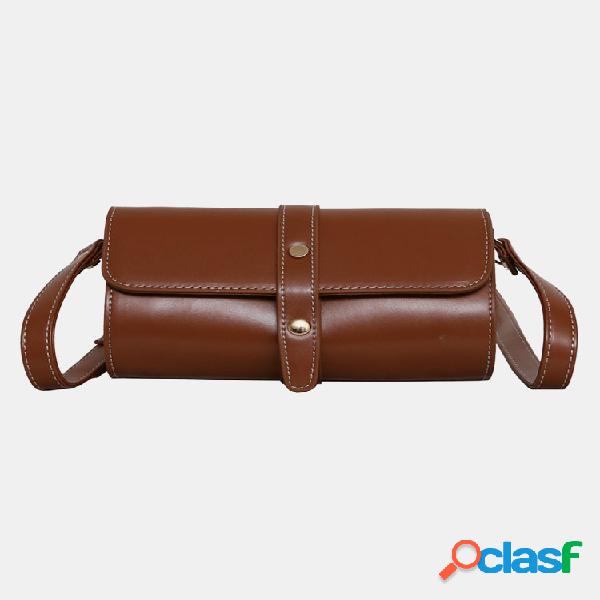 Mulheres sólido Vintage PU Crossbody Bolsa