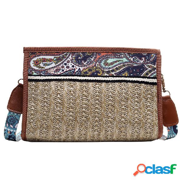 Mulheres tecelagem folk multicolor cinta crossbody Bolsa