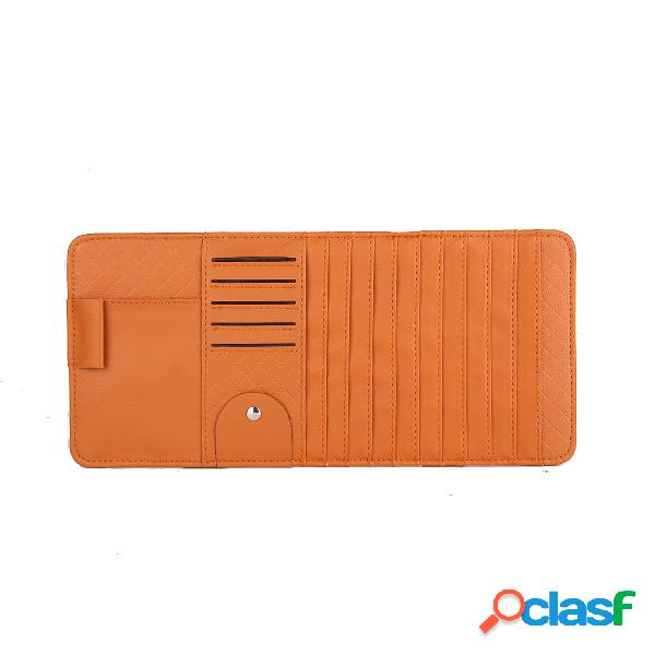 Multi-função PU Leather Car CD Clip Card Bag Telefone