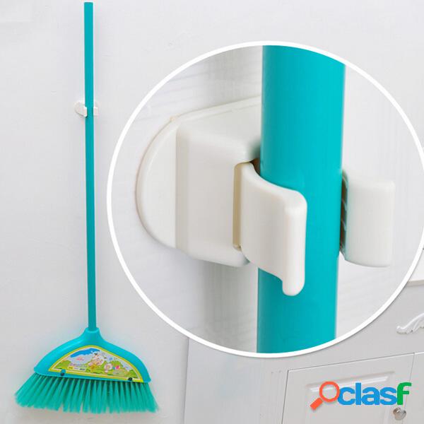 Multifunction Broom Mop Hook Pole Holder Spring Clip Design