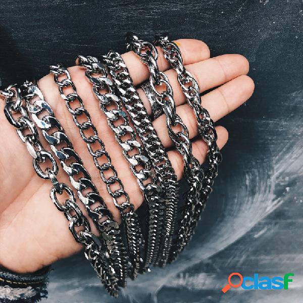 Na moda Colar de corrente de metal geométrico Punk Silver