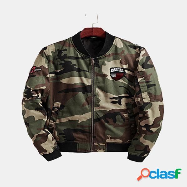 Ocasional Casual Stylish Camo Printing Stand Collar Bomber