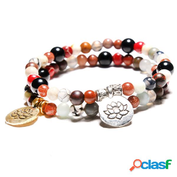 Ouro de prata do vintage de lótus charme Buddha Beads