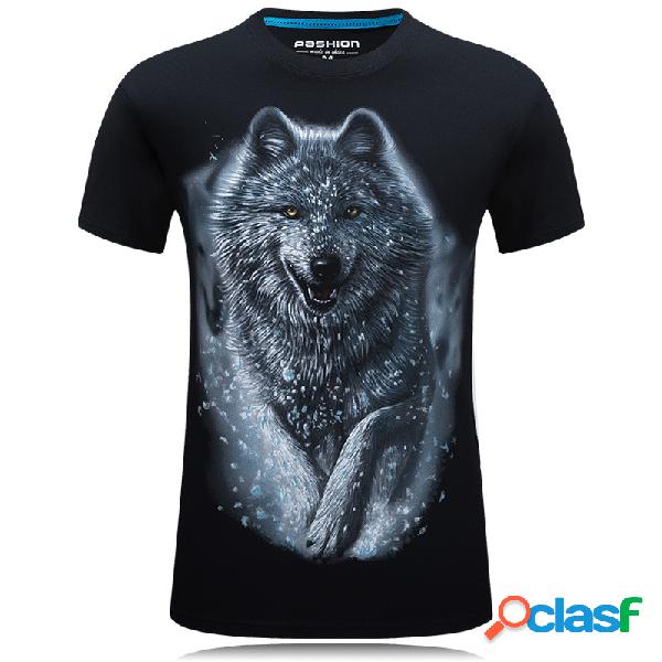 Padrão T-shirt Snow Wolf de mangas curtas dos homens