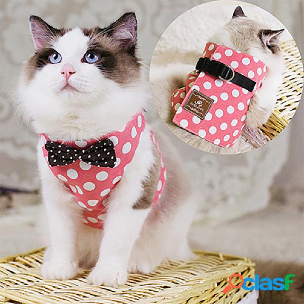 Pet Cat Bow Tie Vest Arnês Gatinho Elegante Arnês com D