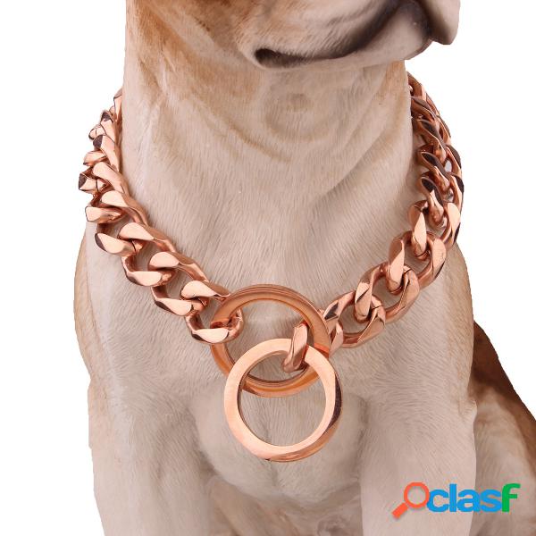 Pet Dog Collar Chain Aço inoxidável Link Choke Solid