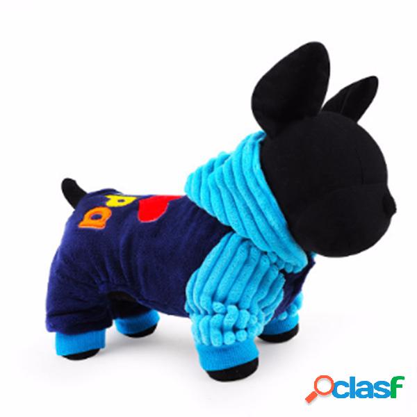 Pet Dog Gato Vestuário Vestuário Jumpsuit Winter Hoody